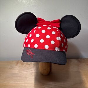 Disneyland Minnie Mouse Polka Dot Ear Hat Youth 54–56cm Snapback